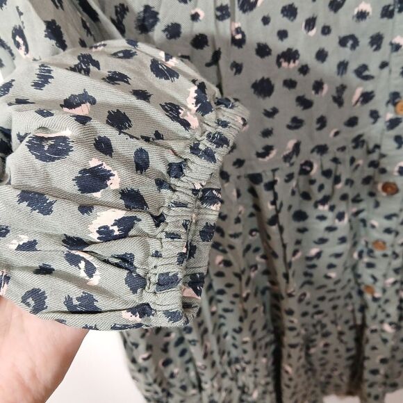 Mud Pie Animal Print Tiered Lomg Sleeve Mini Dress - Picture 6 of 11